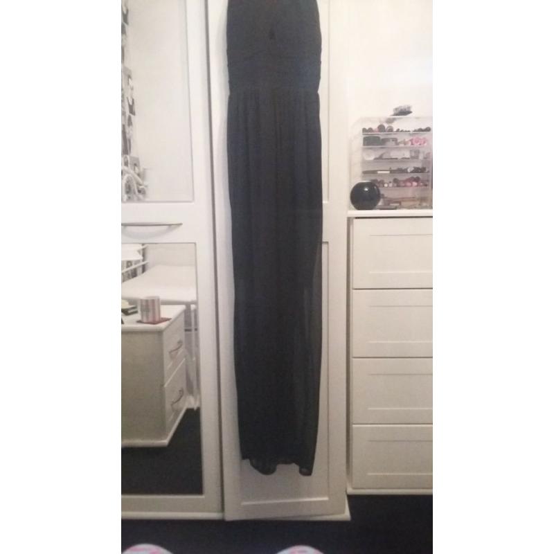 size 12 black miss selfridge maxi body con dress