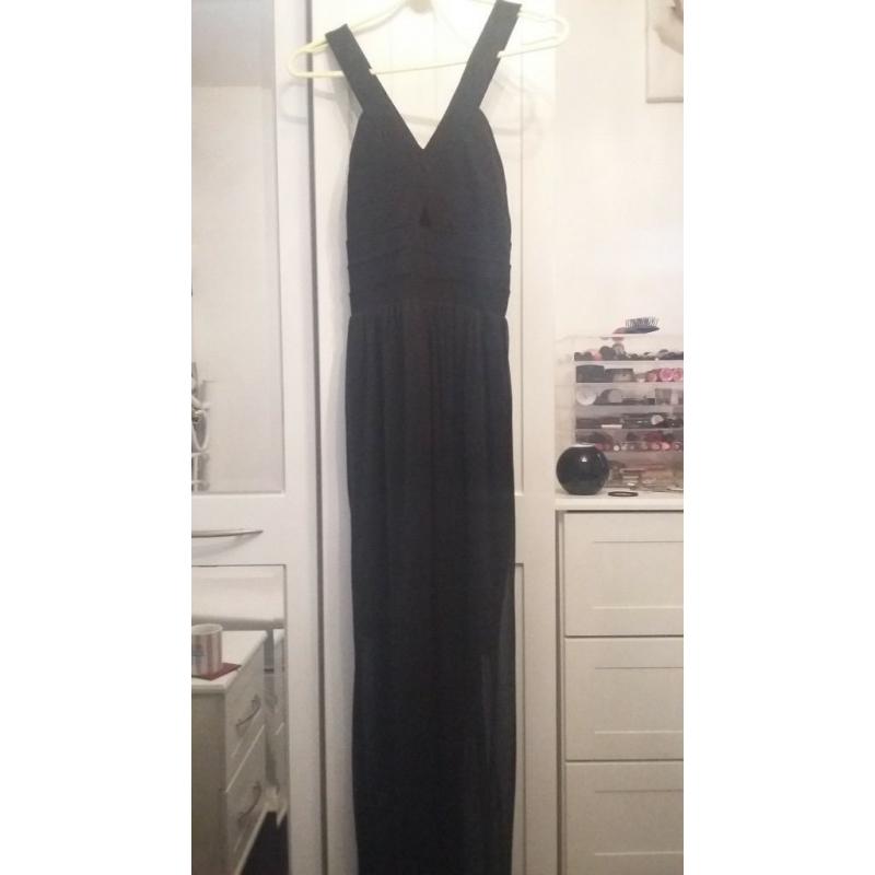 size 12 black miss selfridge maxi body con dress