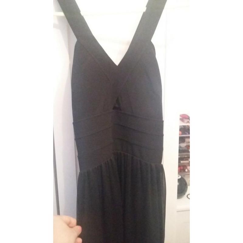 size 12 black miss selfridge maxi body con dress