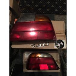 BMW 740 E38 REAR TAIL LIGHTS AND 740 BMW WHITE AND BLACK BADGE