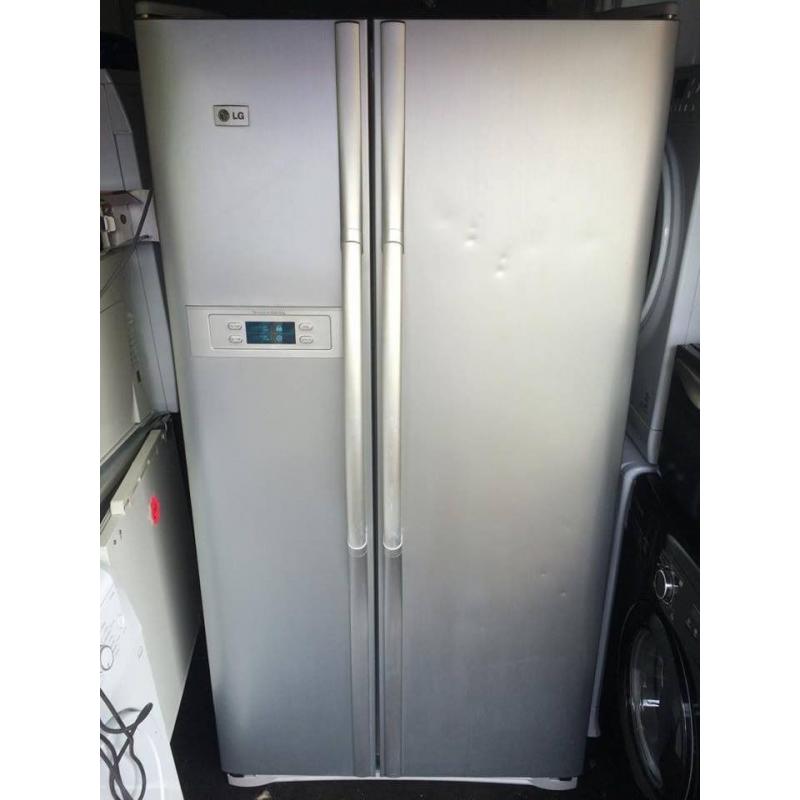 Refurbished LG GR-B207GUQA American Side-by-Side Silver Fridge Freezer. 3 month money back guarantee