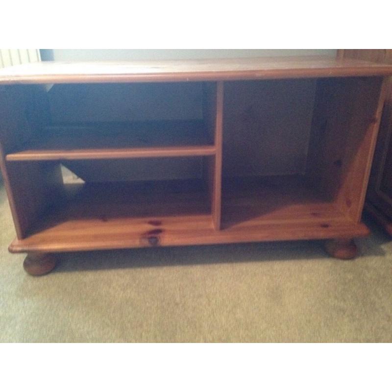 Solid pine television unit.