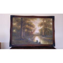 Original Oil Painting on canvas - 36" x 24" in beautiful antique wooden frame