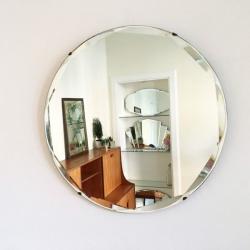 Vintage Circle Mirror with hanging chain. Art Deco.