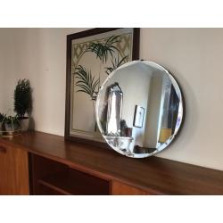 Vintage Circle Mirror with hanging chain. Art Deco.