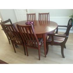 For sale : Extendable Mahogany Dining table with 6 chairs