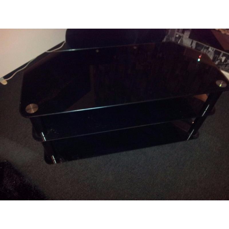 tv cabinet black and chrome glass