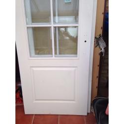 2 x White internal half glazed wood grain finish doors (33 x 78 inches)