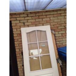2 x White internal half glazed wood grain finish doors (33 x 78 inches)