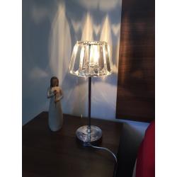 Laura Ashley Pair Capri Chrome Lamps With Crystal Glass Shade