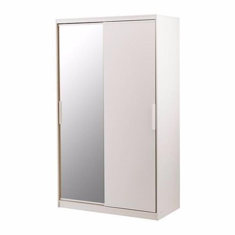 MORVIK Wardrobe, white, mirror glass