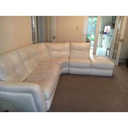 Cream leather corner suite