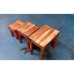 solid wood nest of 3 tables