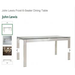 John Lewis Frost 6 - Seat Glass and Chrome Dining Table