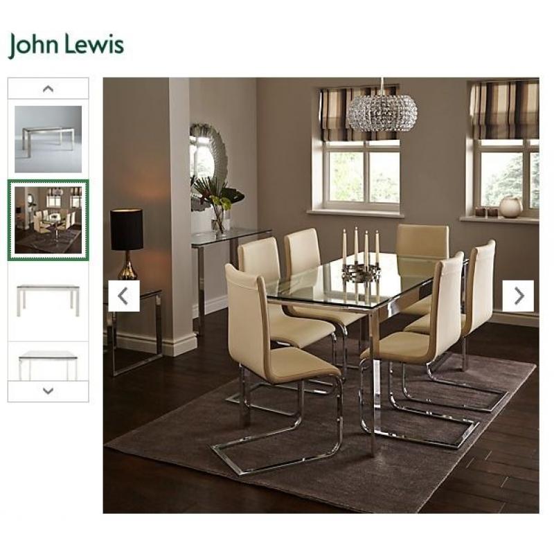 John Lewis Frost 6 - Seat Glass and Chrome Dining Table