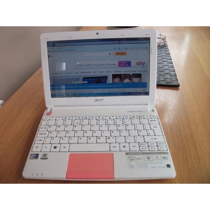 Pink acer aspire netbook dual boot WINDOWS 7 OR ANDROID IN EXCELLENT CONDITION