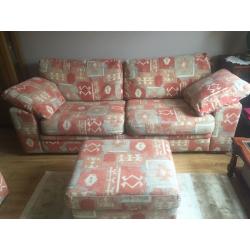 3 seater Settee and 1 large seat and 1 pouffe for sale