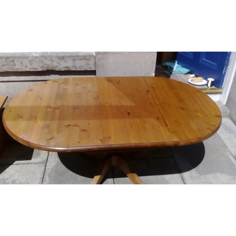 Pine drop leaf dining table with pedestal leg