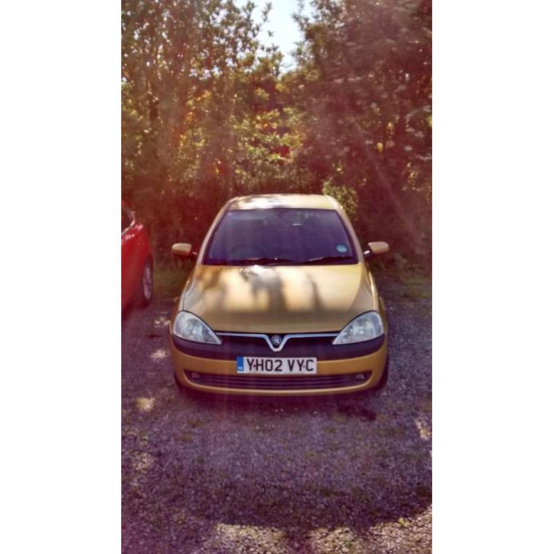 Gold Vauxhall Corsa SXI 1.2, 2002, 96500 miles, petrol, 3 doors