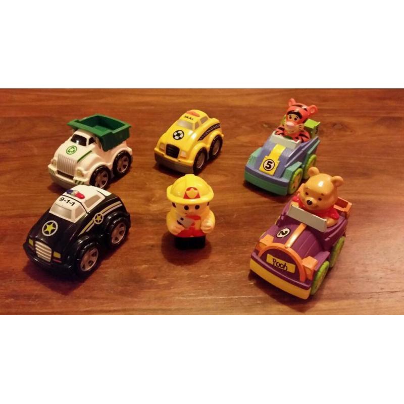 Megabloks 5 car bundle Disney Winnow the Pooh, Tigger & Emergency vehicles