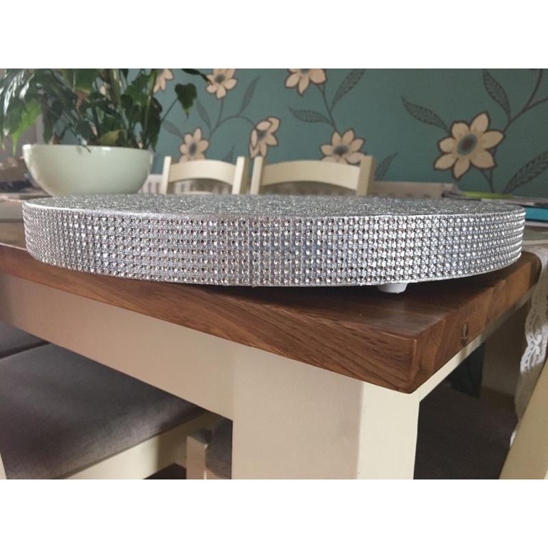 16inch round silver/diamanté cake stand