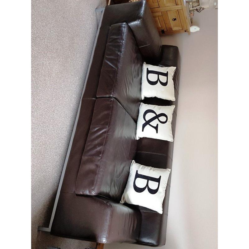 4 Seater Brown Leather Ikea Sofa