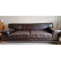 4 Seater Brown Leather Ikea Sofa