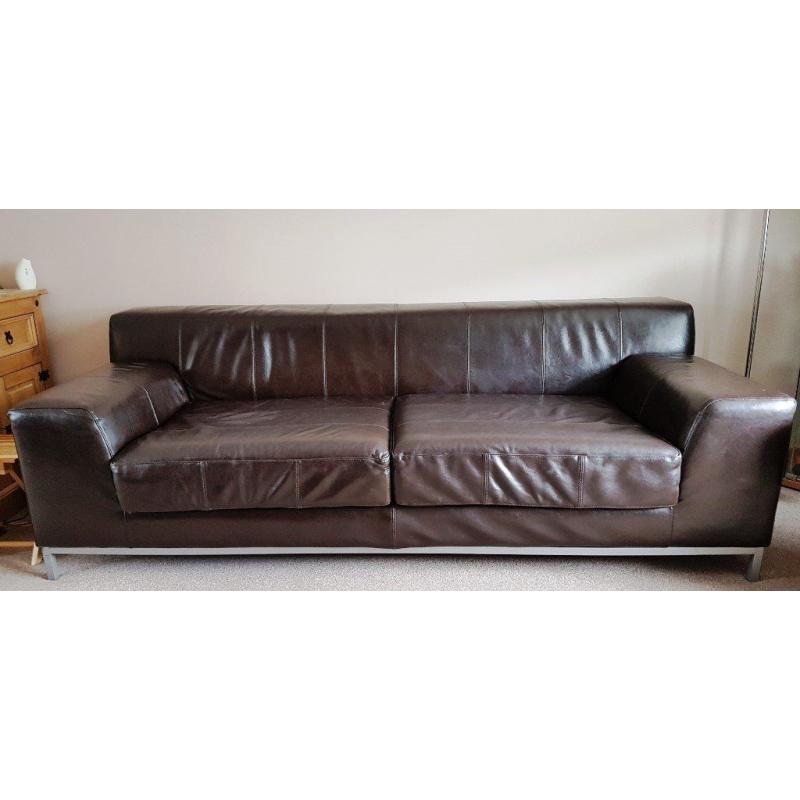 4 Seater Brown Leather Ikea Sofa