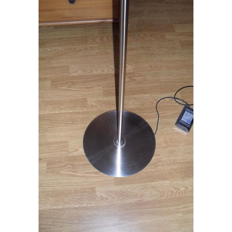 Modern Stainless Steel Uplighter with White Diffuser Shade