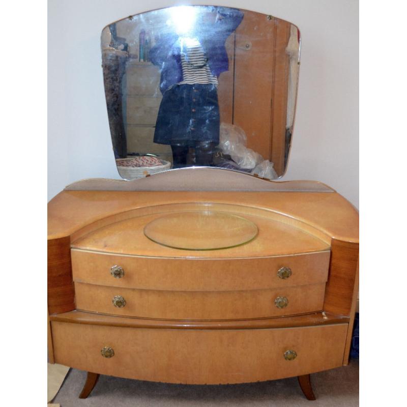 Vintage 1950s Bird's Eye Maple Wood sideboard vintage dresser dressing table vanity