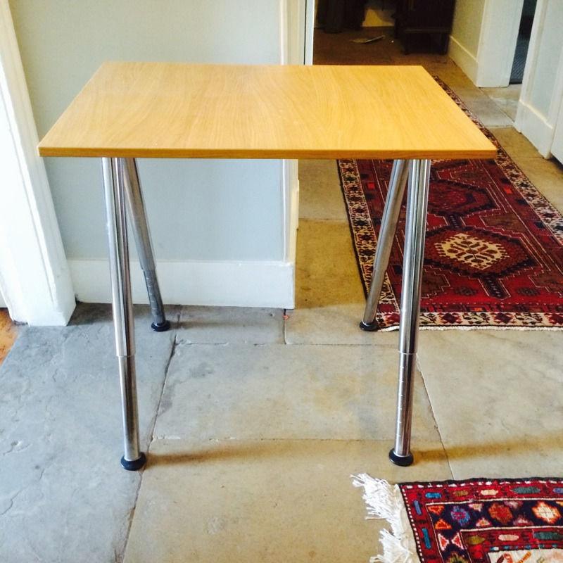 Study table IKEA beech finish 80cm x 60cm adjustable chrome legs