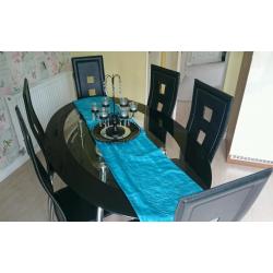 Sold pending Collection - Glass table with 6 chairs