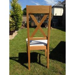 Ex Gillies Solid Oak Dining Table with Six Cross Back Chairs