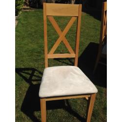 Ex Gillies Solid Oak Dining Table with Six Cross Back Chairs