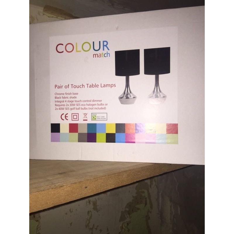 Pair of touch table lamps brand new and boxed