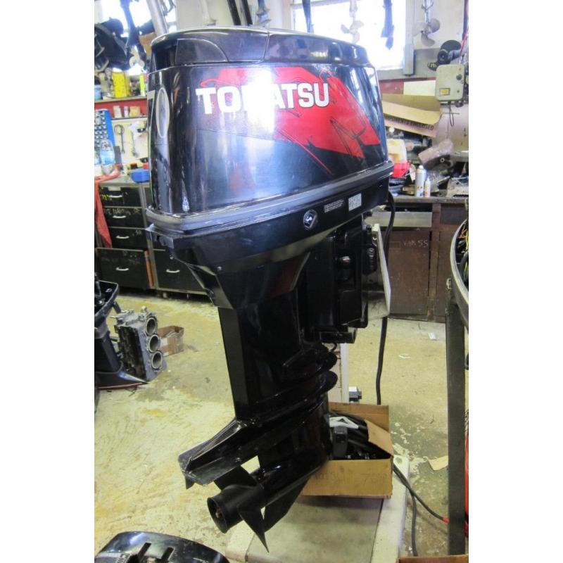 70hp tohatsu 2 stroke, power trim, oil injection, serviced inc controls, outboard boat engine