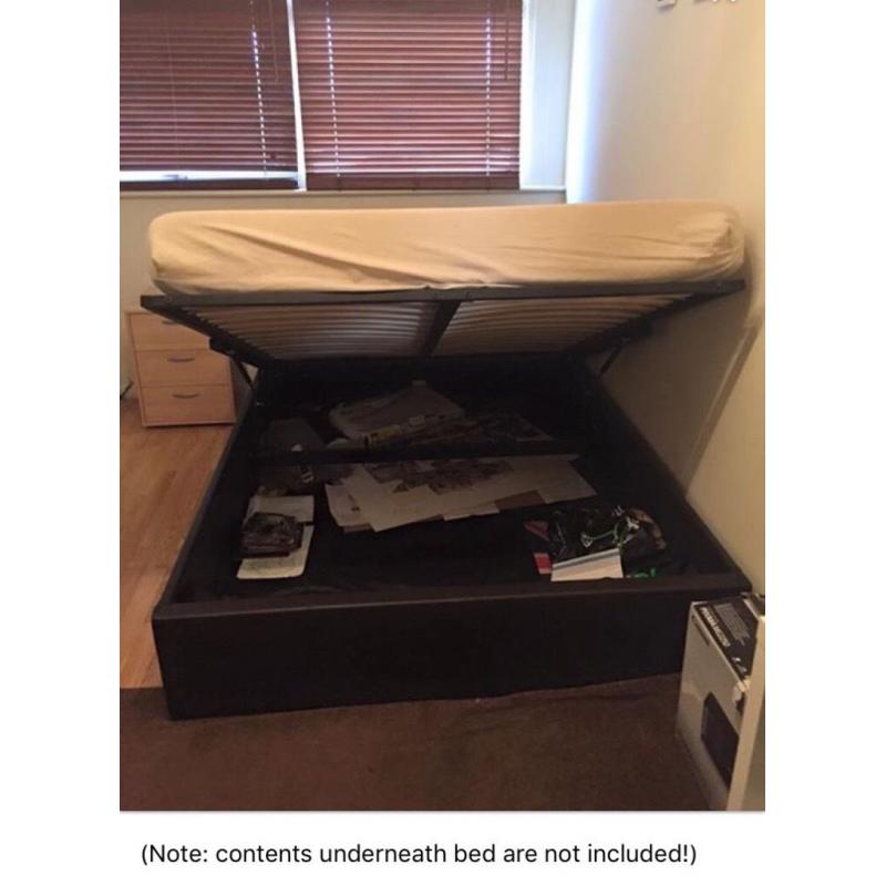 Double bed frame with ottoman storage