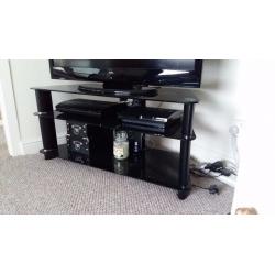 Black and silver TV stand - Glass - good condition