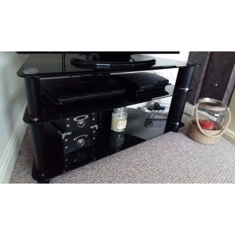 Black and silver TV stand - Glass - good condition