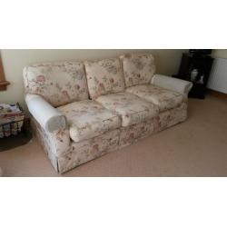 Floral 3 seater and 2 single chairs matching suite, ex John Lewis