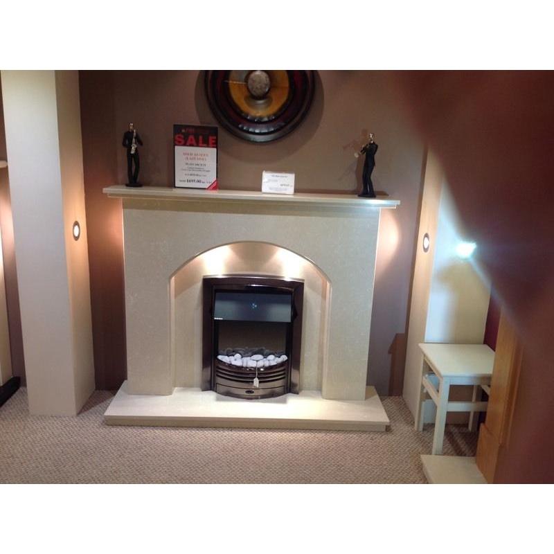 Plain Arch 54" Coral Cream Ex Display Fireplace With Lights