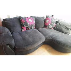 LUSH BLACKISH GREY CURVED CORNER SOFA FOR SALE.