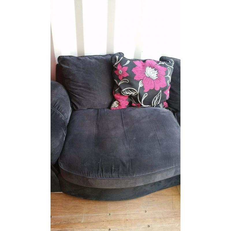 LUSH BLACKISH GREY CURVED CORNER SOFA FOR SALE.