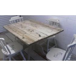 solid dining table and chairs made from quality reclaimed wood