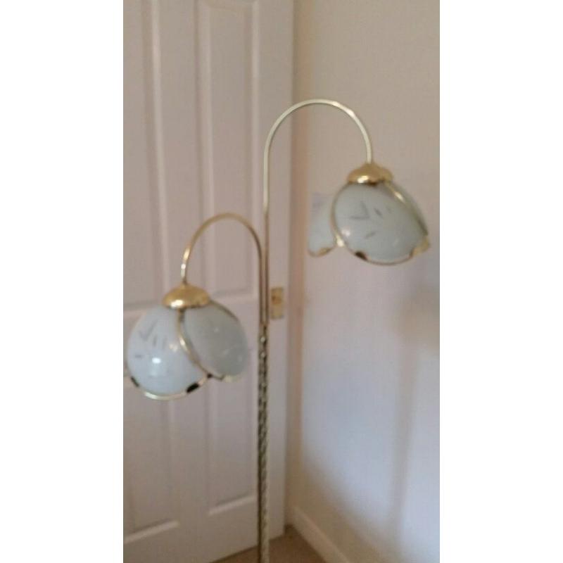 2 lamp brass standard lamp