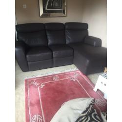 Brown leather corner sofa with recliner - sold!!