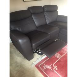 Brown leather corner sofa with recliner - sold!!