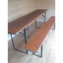 German Beer Hall Table and 2 benches