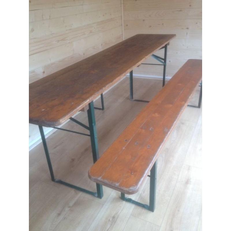 German Beer Hall Table and 2 benches