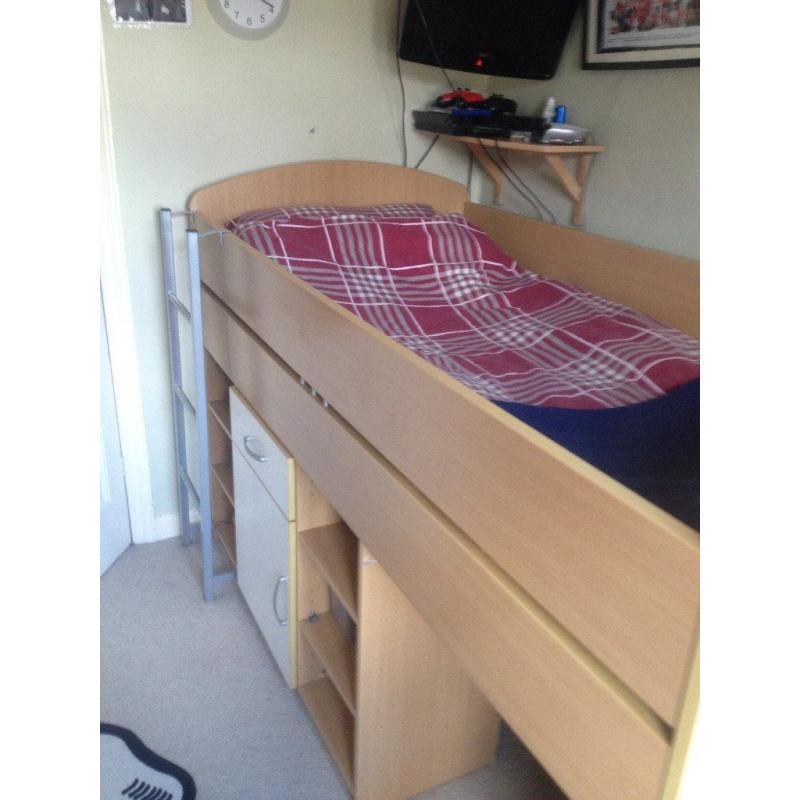 Kids Cabin Bed with Pull-Out Desk